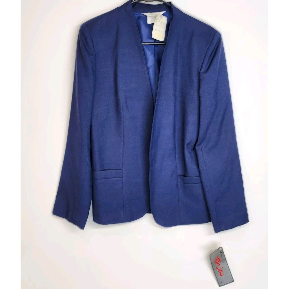 Vintage Tan Jay Womens Size 12 Professional Blazer Jacket Blue NWT
